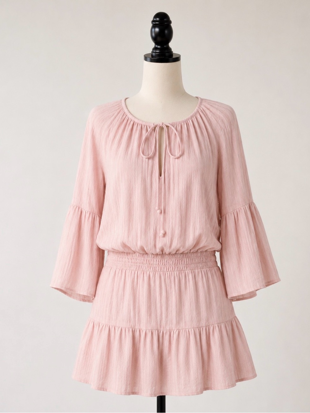 Amanda Uprichard Pink Bell Sleeve Romper Small Boho Coquette Cottagecore